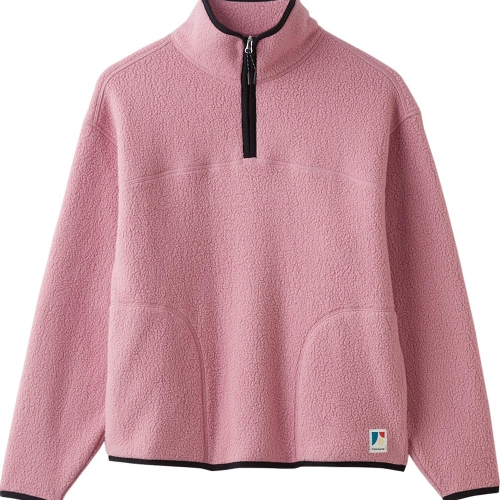 Frank & Oak Pink Half-Zip Fleece Pullover Medium - Picture 2 of 9